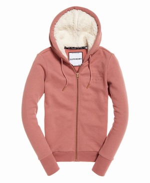 Superdry Applique zip Női Kapucnis Pulóver Rózsaszín | OSDAL4062